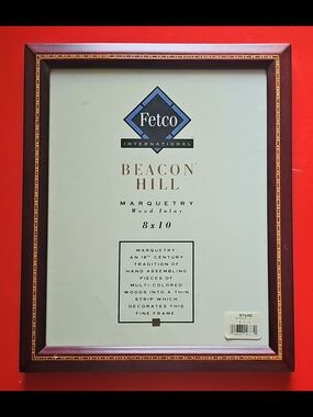 Beacon Marquetry Wood Inlay Picture Frame - Brown with Gold Accent 8x10